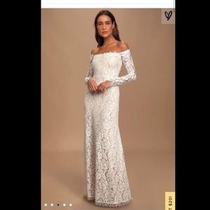 LuLus White Off The Shoulder Gown